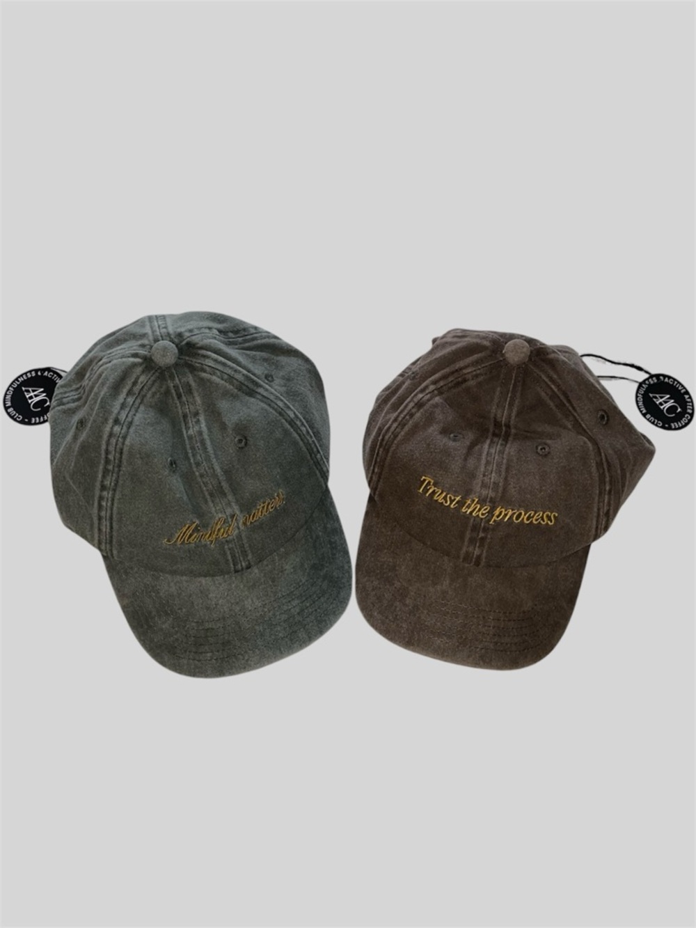 Active After Coffee Embroidered Trust the Process & Mindful Matters Hat Bundle